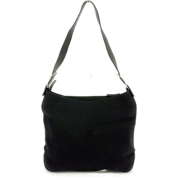 Salvatore Ferragamo shoulder bag Vala bracket canvas �~ leather Auth used H713 - Picture 1 of 9